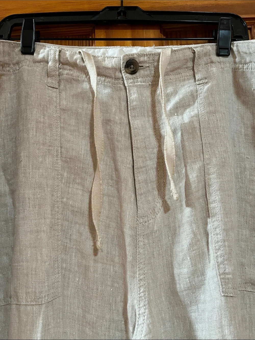 Old Navy 100% Linen Wide Leg High Waisted Pants - Beige Nautical Coastical Beach